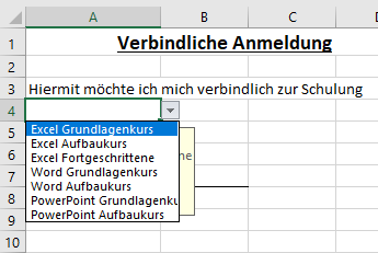 Excel Dropdown Liste erstellen