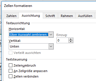 tabelle Auswahl zentrieren