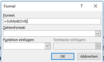 Word Tabelle erstellen und rechnen