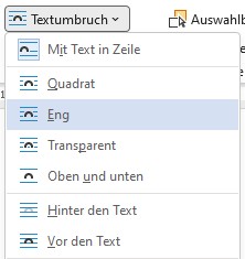 Word Bild frei bewegen