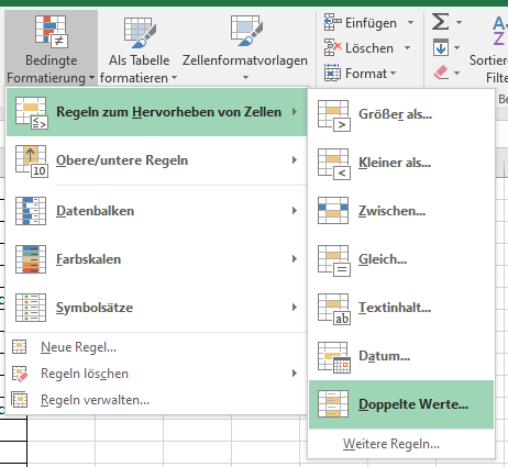Duplikate in Excel anzeigen