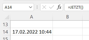 Excel Datum heute jetzt