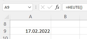 Excel Datum heute