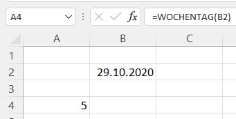 Excel Wochentag aus Datum