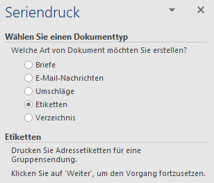 Etiketten drucken Word: Schritt 1