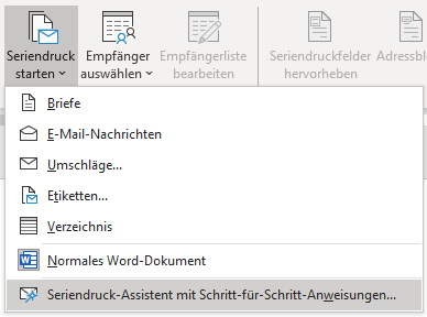 Etiketten drucken in Word