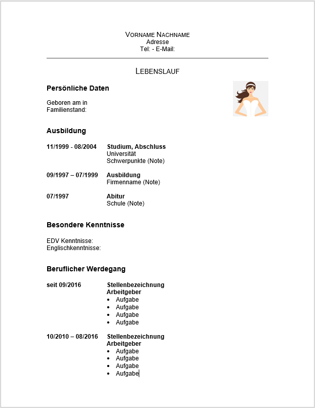 Muster Lebenslauf 1