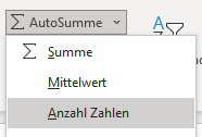 Funktion Anzahl in Excel
