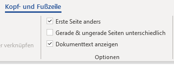 word kopfzeile nur erste Seite