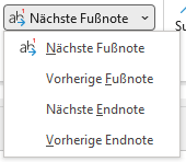 Springen zwischen den Fußnoten, Word