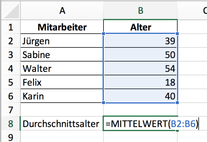 Der Excel Mittelwert Den Durchschnitt Berechnen