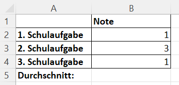 Excel Mittelwert aus Zahlen