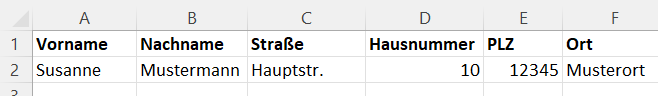 Adresse textverketten excel