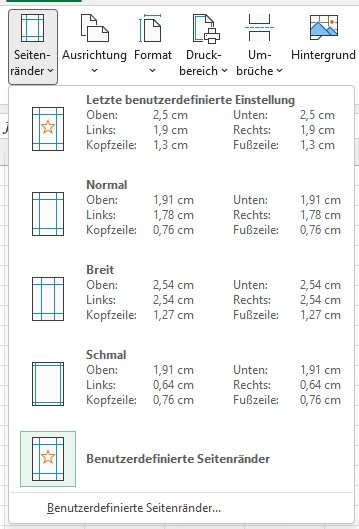 Excel Seite einrichten Seitenränder