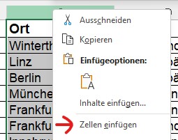 Excel Spalten einfügen