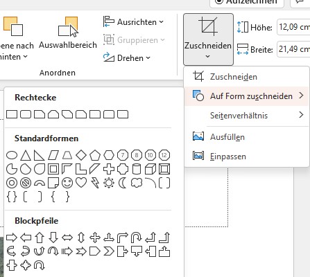 bild auf form zuschneiden in powerpoint